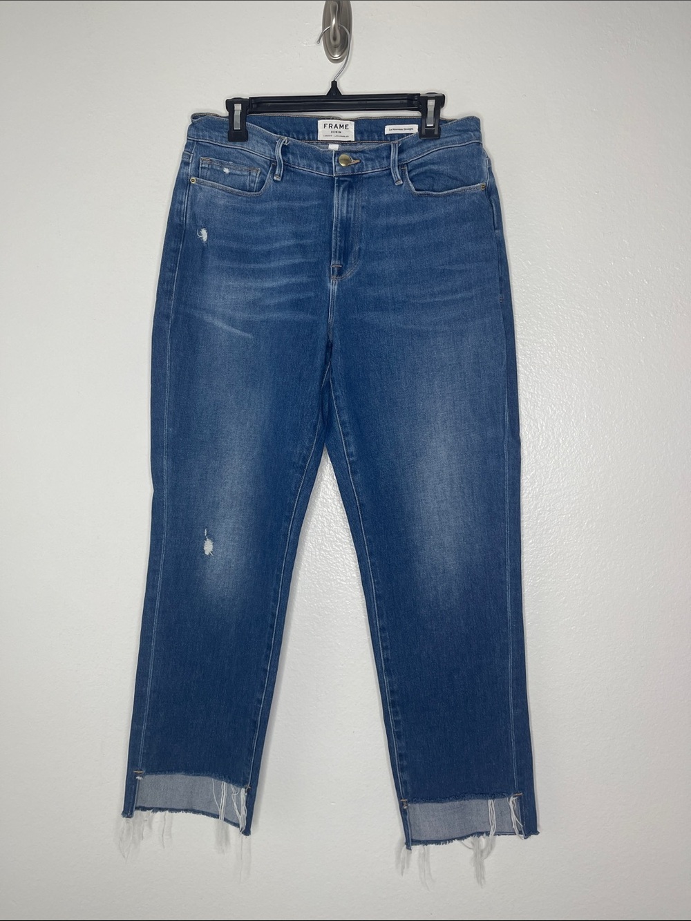Frame Le Nouveau Straight Step Hem Stretch Denim High Waist Size 32